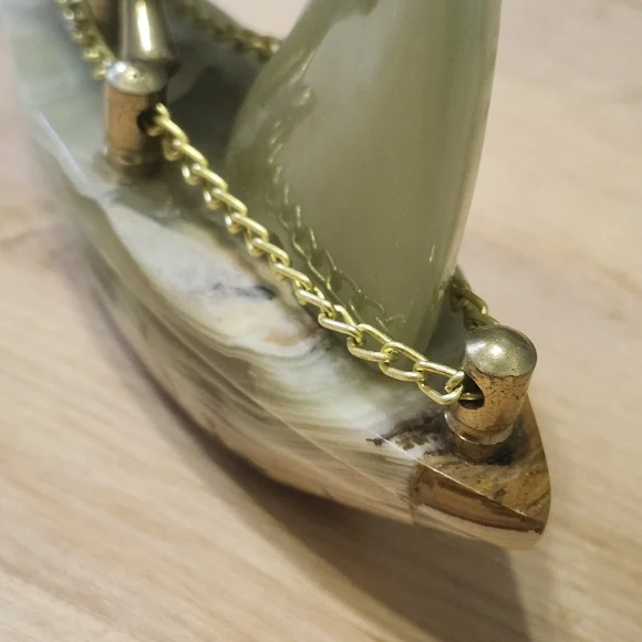 Vintage Natural Onyx Marble Curved Boat size  5" - Picture 3 of 8